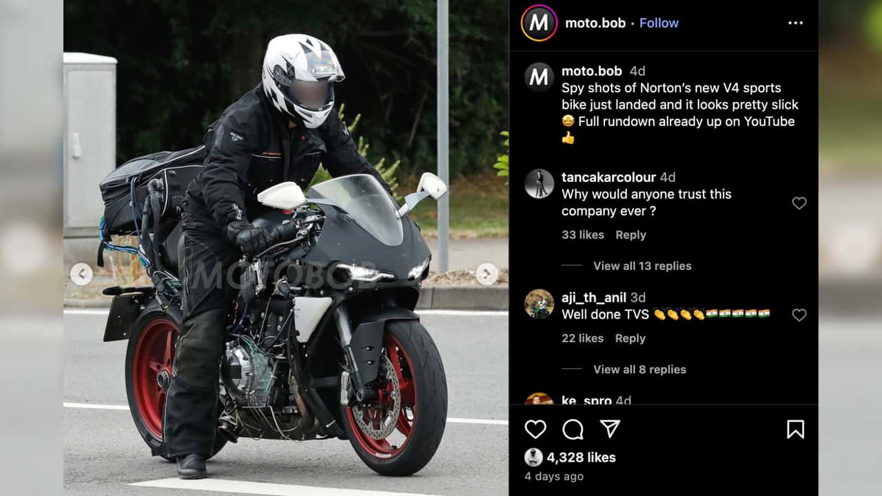 Norton V4  La superbike britannique de 185 ch aperçue en tests